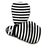Black And White Striped Pattern Print Boxing Gloves