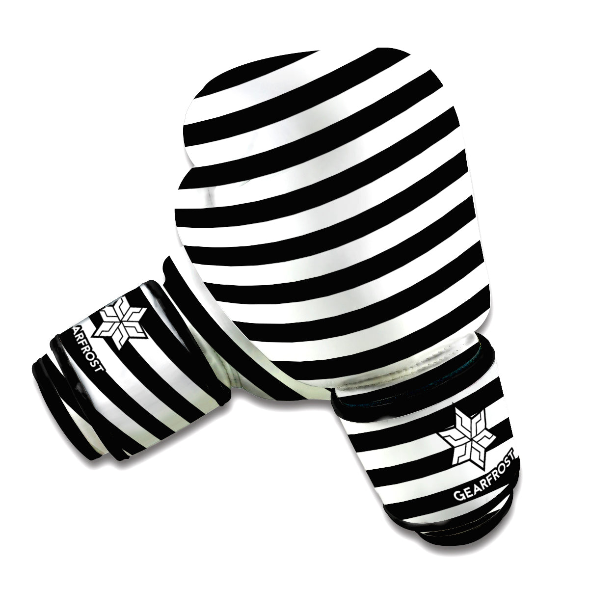 Black And White Striped Pattern Print Boxing Gloves