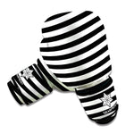 Black And White Striped Pattern Print Boxing Gloves