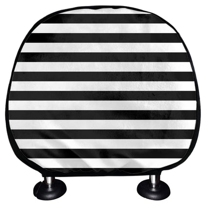 Black And White Striped Pattern Print Car Headrest Covers