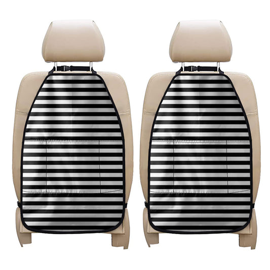 Black And White Striped Pattern Print Car Seat Organizers