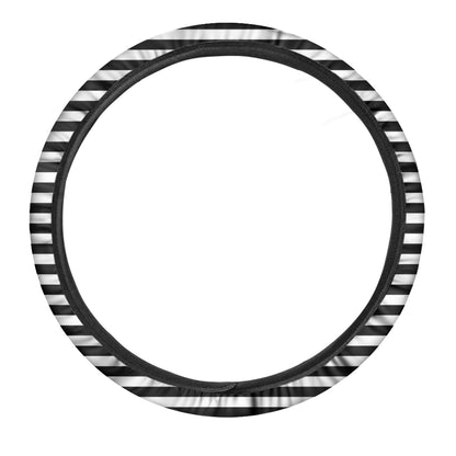 Black And White Striped Pattern Print Car Steering Wheel Cover