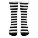 Black And White Striped Pattern Print Crew Socks