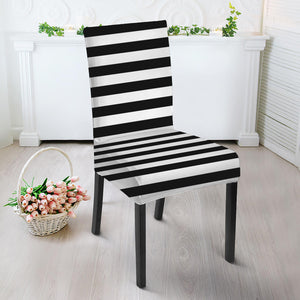 Black And White Striped Pattern Print Dining Chair Slipcover