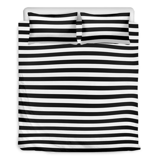Black And White Striped Pattern Print Duvet Cover Bedding Set