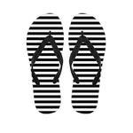 Black And White Striped Pattern Print Flip Flops