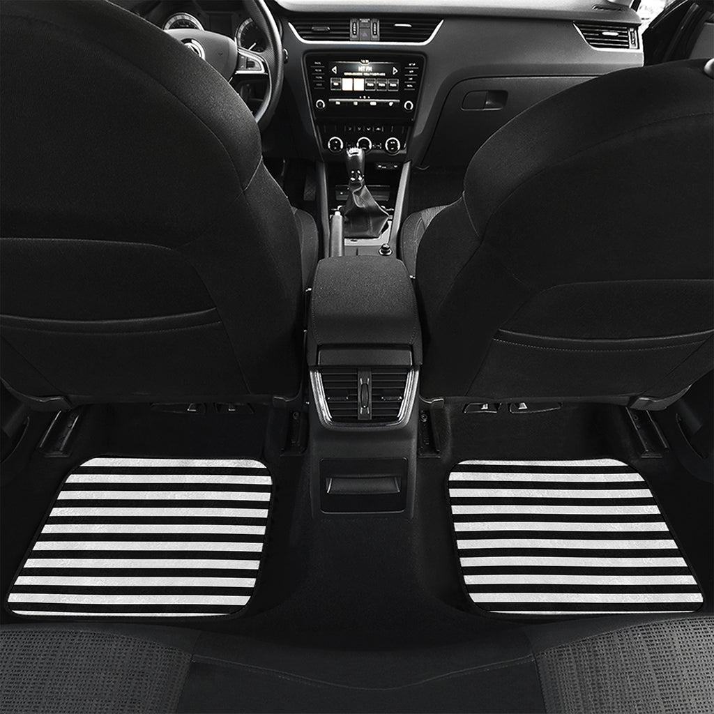 Black And White Striped Pattern Print Front and Back Car Floor Mats