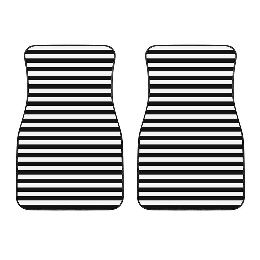 Black And White Striped Pattern Print Front Car Floor Mats