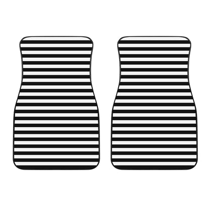 Black And White Striped Pattern Print Front Car Floor Mats