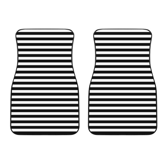 Black And White Striped Pattern Print Front Car Floor Mats