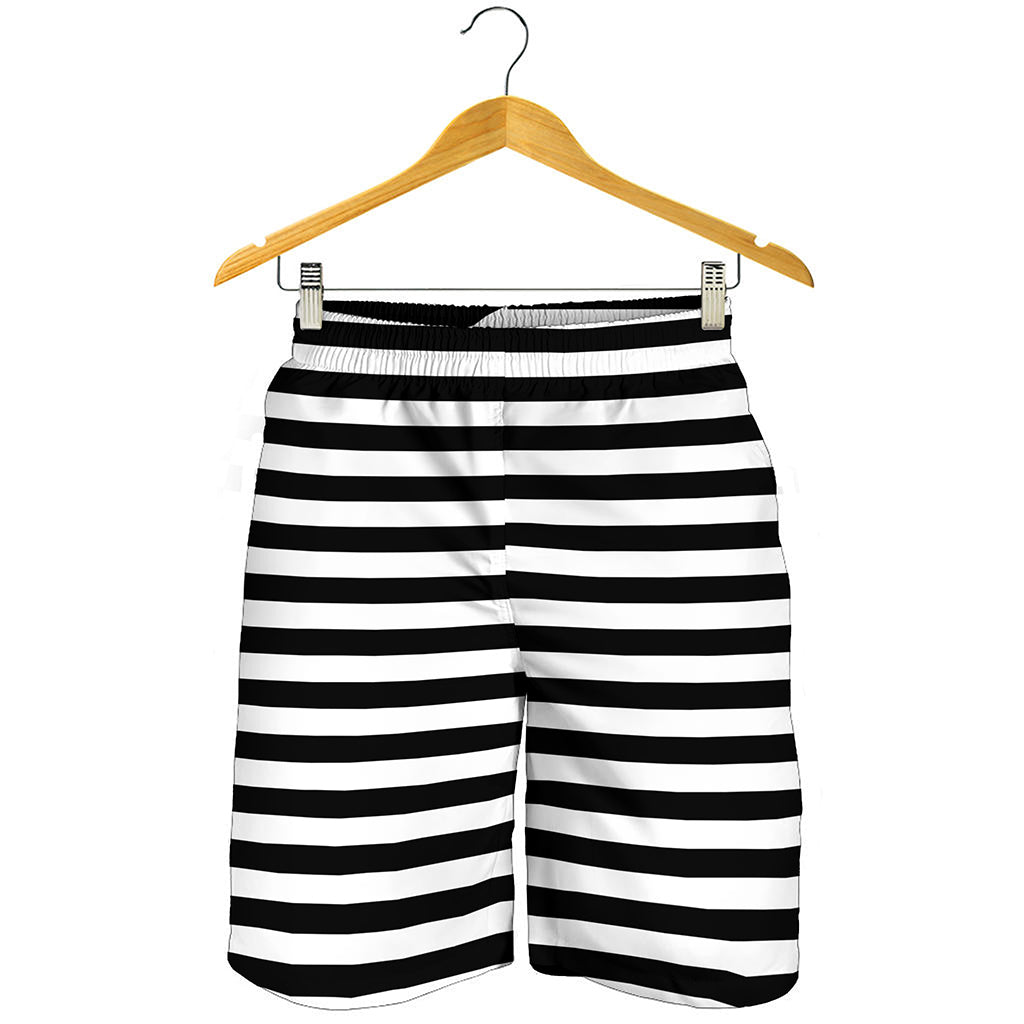 Black And White Striped Pattern Print Men's Shorts