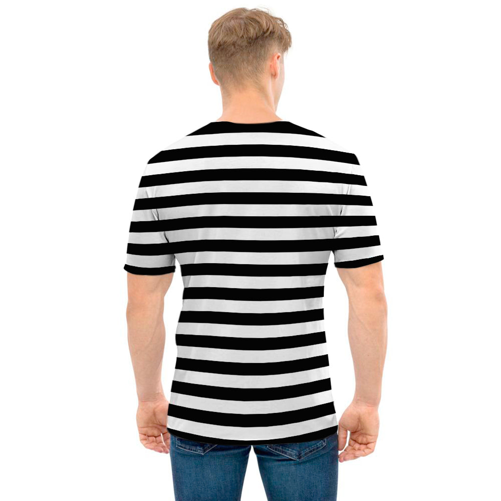 Black And White Striped Pattern Print Men's T-Shirt