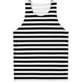 Black And White Striped Pattern Print Men's Tank Top