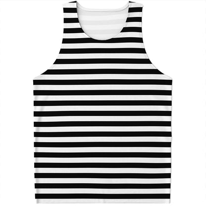 Black And White Striped Pattern Print Men's Tank Top