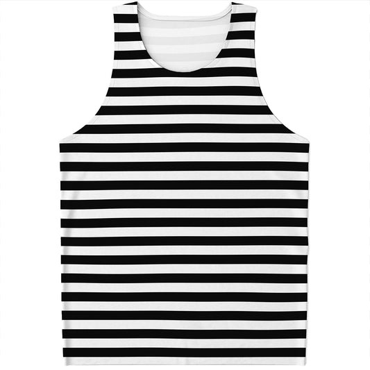 Black And White Striped Pattern Print Men's Tank Top