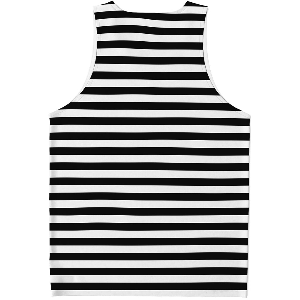 Black And White Striped Pattern Print Men's Tank Top