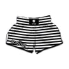 Black And White Striped Pattern Print Muay Thai Boxing Shorts