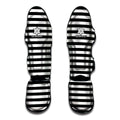 Black And White Striped Pattern Print Muay Thai Shin Guards