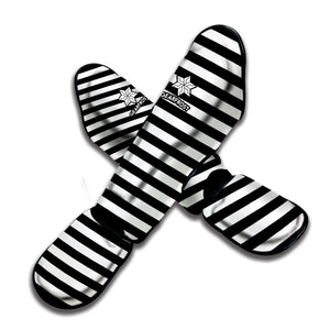 Black And White Striped Pattern Print Muay Thai Shin Guard