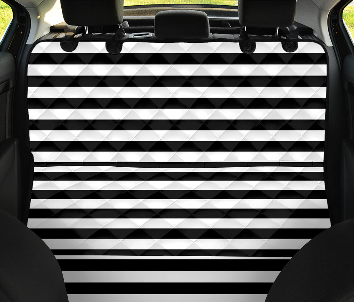Black And White Striped Pattern Print Pet Car Back Seat Cover