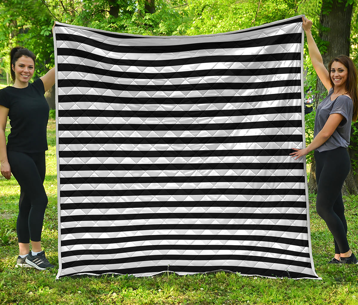 Black And White Striped Pattern Print Quilt