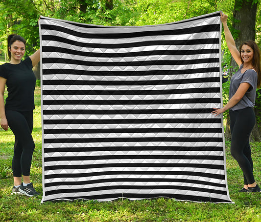 Black And White Striped Pattern Print Quilt