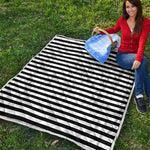 Black And White Striped Pattern Print Quilt