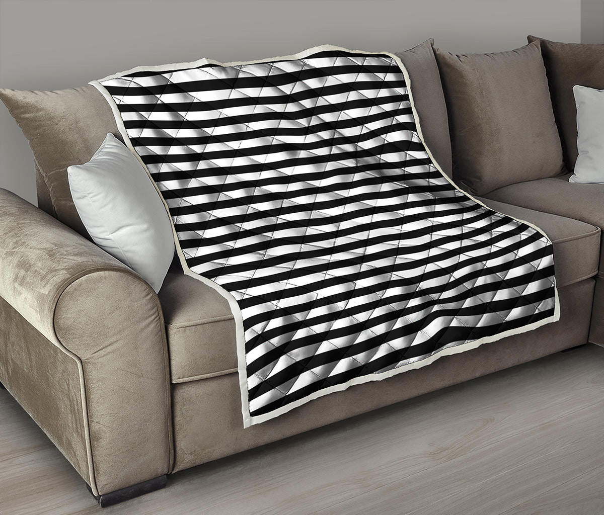 Black And White Striped Pattern Print Quilt