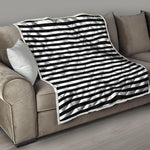 Black And White Striped Pattern Print Quilt