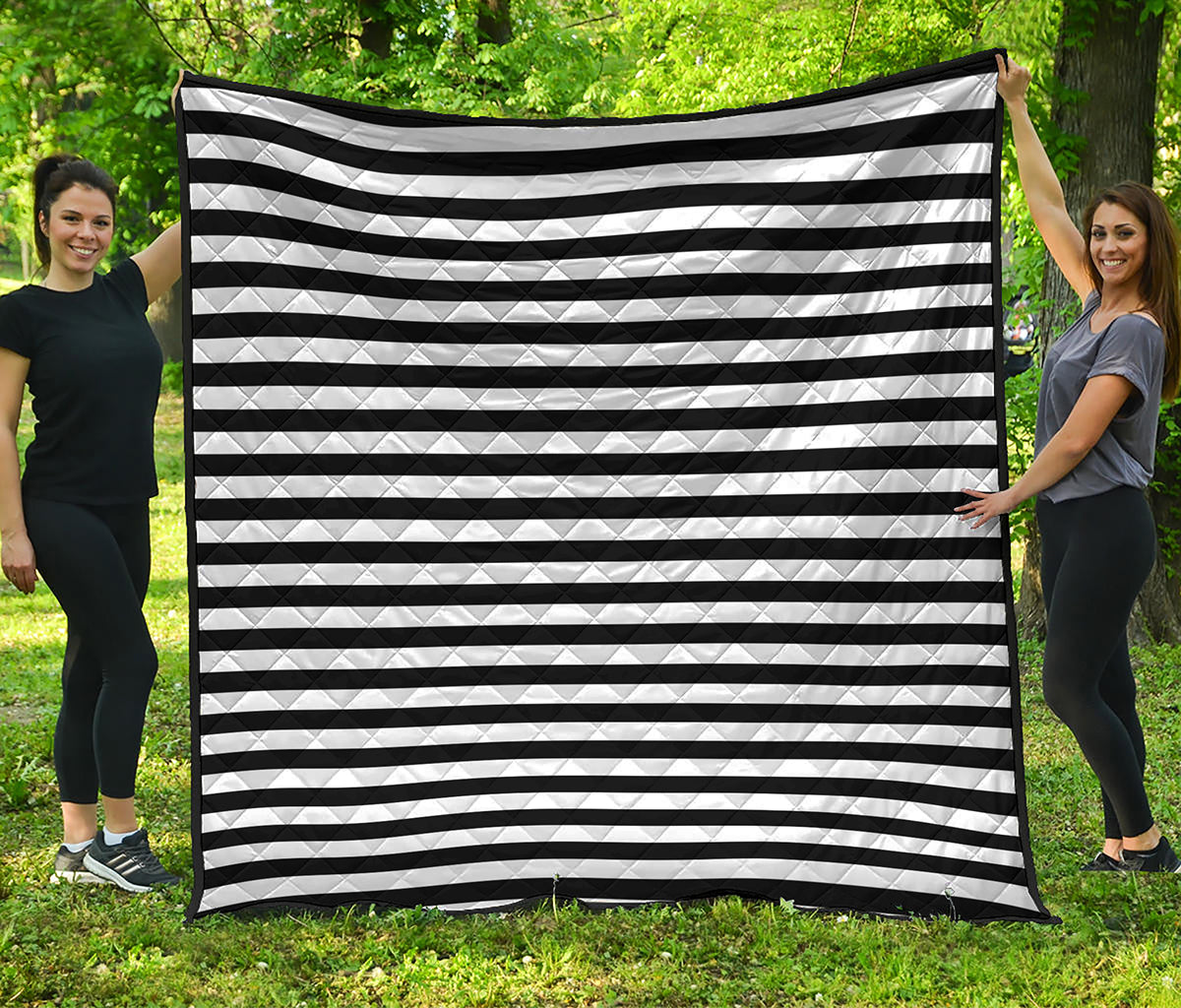Black And White Striped Pattern Print Quilt