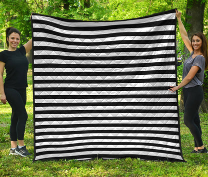 Black And White Striped Pattern Print Quilt