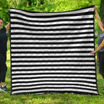 Black And White Striped Pattern Print Quilt