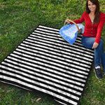 Black And White Striped Pattern Print Quilt