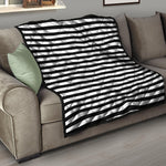 Black And White Striped Pattern Print Quilt