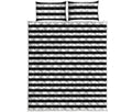 Black And White Striped Pattern Print Quilt Bed Set