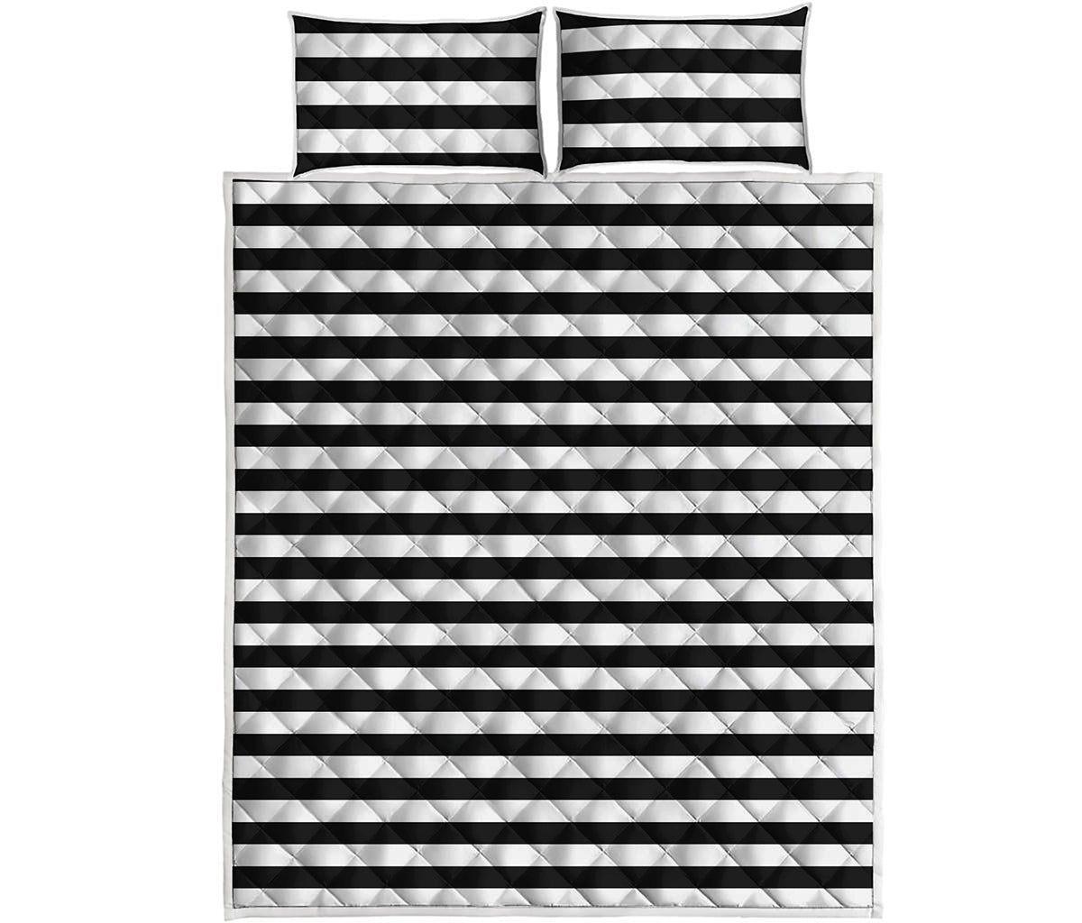 Black And White Striped Pattern Print Quilt Bed Set