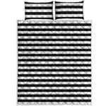 Black And White Striped Pattern Print Quilt Bed Set