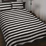 Black And White Striped Pattern Print Quilt Bed Set