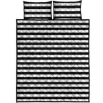 Black And White Striped Pattern Print Quilt Bed Set