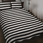 Black And White Striped Pattern Print Quilt Bed Set