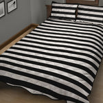 Black And White Striped Pattern Print Quilt Bed Set