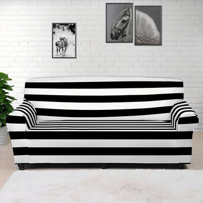 Black And White Striped Pattern Print Sofa Cover