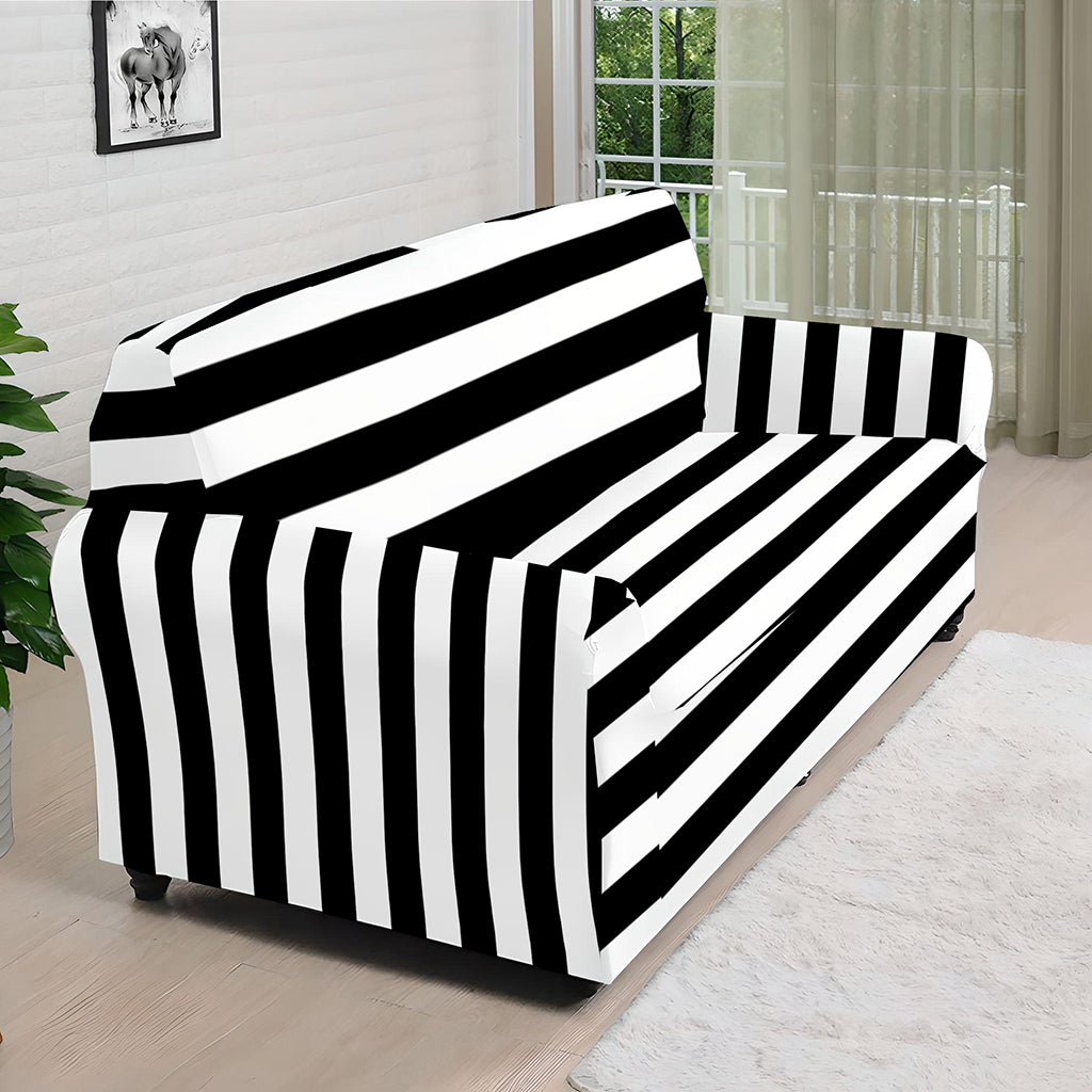 Black And White Striped Pattern Print Sofa Cover