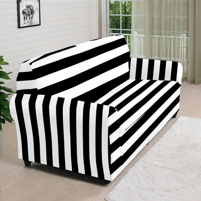 Black And White Striped Pattern Print Sofa Cover