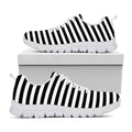 Black And White Striped Pattern Print White Running Shoes