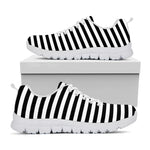 Black And White Striped Pattern Print White Sneakers