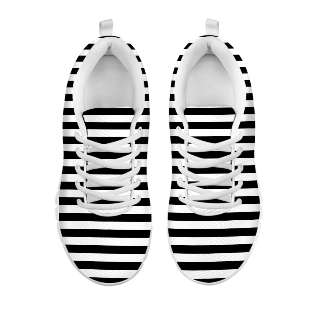Black And White Striped Pattern Print White Sneakers