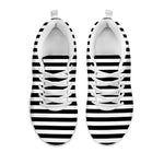 Black And White Striped Pattern Print White Sneakers