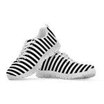 Black And White Striped Pattern Print White Sneakers