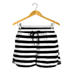 Black And White Striped Pattern Print Women's Shorts